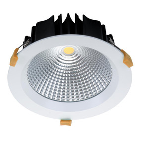 LED Downlight - Dimmable 25W 2250lm IP44 4000K 190mm Satin White Commercial Grade