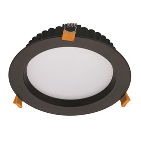 LED Downlight - Dimmable 20W 1800lm IP44 Tri-Colour 190mm Black Commercial Grade