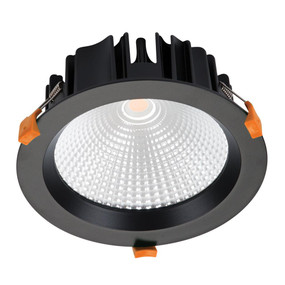 25W 2200lm LED Downlight - Dimmable IP44 3000K 190mm Black Commercial Grade