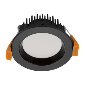 LED Downlight - Dimmable 8W 800lm IP44 Tri-Colour 85mm Black