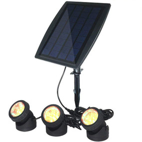 Solar Ground or Wall Spotlight Kit 3 Lights IP68 4000K Adjustable