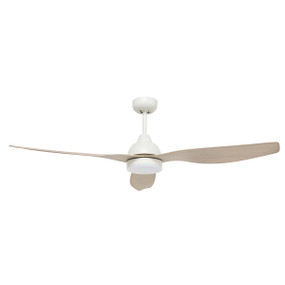 Smart Ceiling Fan With Light and Remote 132cm 52in 32W White and Ivory 5 Speed