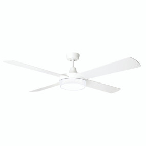 132cm 52inch White Ceiling Fan With Light Tri Colour 3 Speed 50W