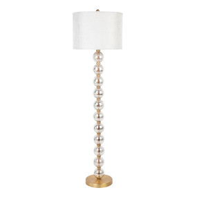 B22 40W Floor Lamp 1576mm White, Clear and Brass