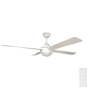 132cm 52inch White Ceiling Fan With Light and Remote Control 5 Speed 30W
