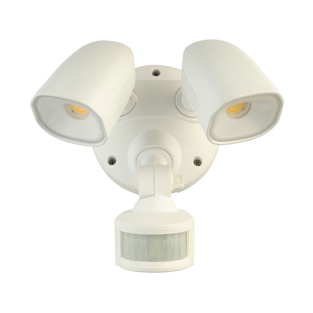 20W Twin Spotlight With Sensor 2100lm IP54 4200K 186mm White Lighting