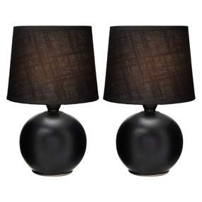 Black Table Lamp E14 40W 220mm Set of Two