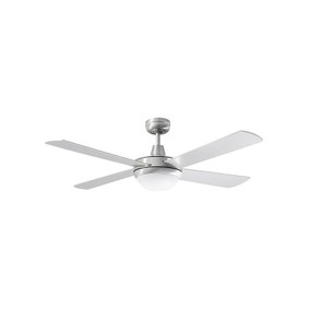 132cm 52inch Brushed Aluminium 3 Speed Ceiling Fan With Light Tri Colour 60W