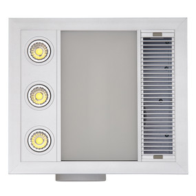 Silver 3-in-1 Bathroom Heater Fan Light - 396mm
