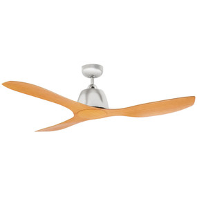Brushed Nickel and Bamboo Ceiling Fan 122cm 48inch 50W 3 Speed