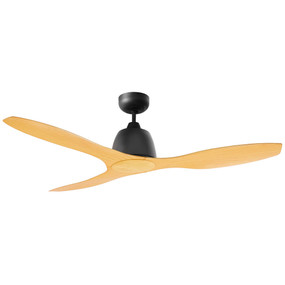 Matte Black and Bamboo Ceiling Fan 122cm 48inch 50W 3 Speed