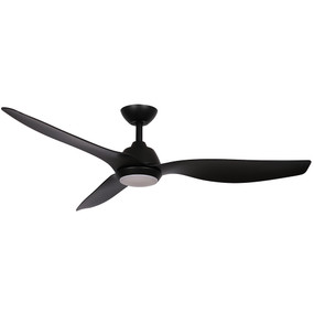 132cm 52inch Matte Black Ceiling Fan With Light and Remote 32W 5 Speed
