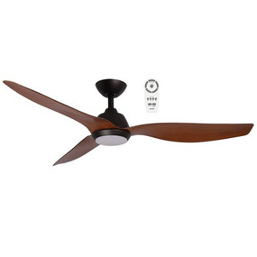 Old Bronze and Walnut Ceiling Fan With Light and Remote 132cm 52inch 32W 5 Speed