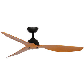 Matte Black and Bamboo Ceiling Fan With Remote 132cm 52inch 32W 5 Speed