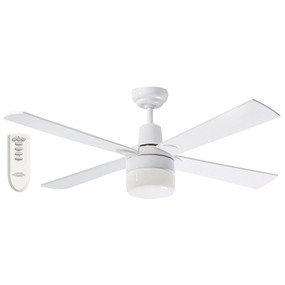 Ciero Ceiling Fan With Light and Remote 122cm 48inch 60W White 3 Speed