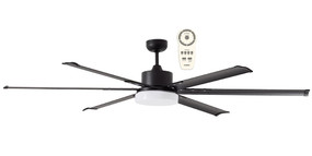 180cm 72inch Matte Black Ceiling Fan With Light and Remote 35W 5 Speed