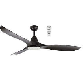 132cm 52inch Matte Black Ceiling Fan With Light and Remote 35W 5 Speed