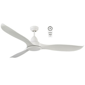 132cm 52inch White Satin Ceiling Fan With Light and Remote 35W 5 Speed