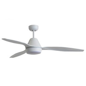 White Satin Ceiling Fan With Light 132cm 52inch 65W 3 Speed