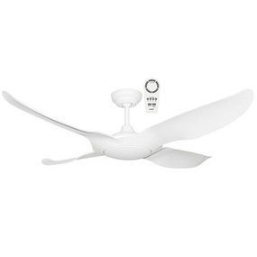 132cm 52inch White Satin Ceiling Fan With Remote 54W 6 Speed