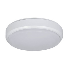 Wall or Ceiling Light - 10W 1000lm IP54 Tri Colour 175mm White