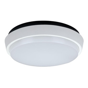 Round 20W Splashproof LED Ceiling Light - Satin White Trim / Warm White LED