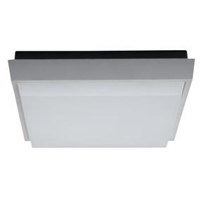 Square 20W Splashproof LED Ceiling Light - Silver Trim / Warm White LED