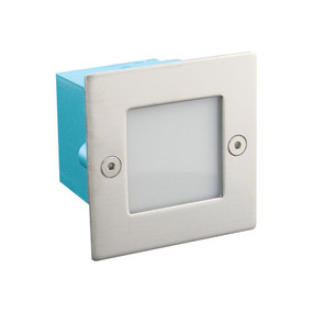 Mini Square 240V 0.8W Recessed LED Steplight - Stainless Steel Fascia / White LED