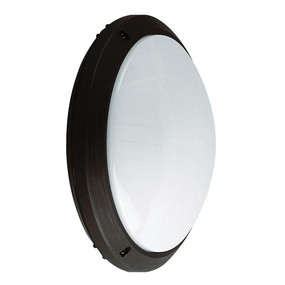 Round 240V Polycarbonate Ceiling Light - Black Finish / E27