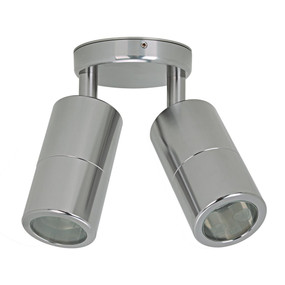 Outdoor Contemporary 2 Light Adjustable LED GU10 Spotlight - Titanium Silver - Min10