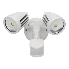 Twin Head 30W LED Spotlight with Sensor - White Finish / White LED