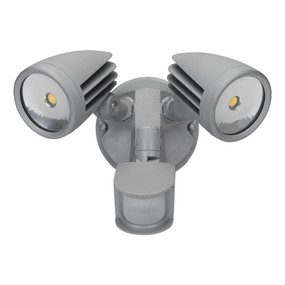 Twin Head 30W LED Spotlight with Sensor - Silver Finish / White LED