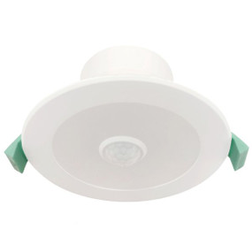 9W LED Downlight With Sensor 850lm IP44 Tri Colour 115mm White