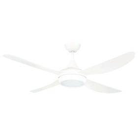 Pure White Ceiling Fan With Light 122cm 48inch 50W 3 Speed