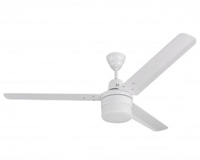 142cm 56inch White Ceiling Fan With Light 65W 3 Speed J-Hook