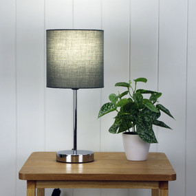 Grey and Chrome Table Lamp E27 60W 410mm