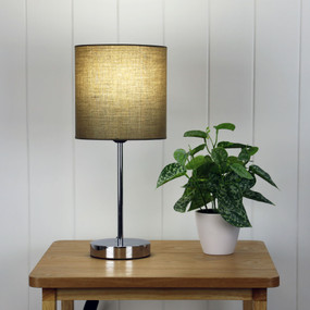 Taupe and Chrome Table Lamp E27 60W 410mm