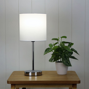 White and Chrome Table Lamp E27 60W 410mm