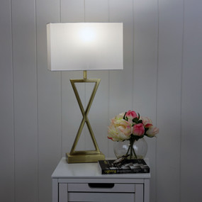 Table Lamp E27 42W 520mm White and Antique Brass