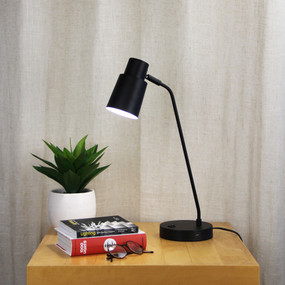 Desk Lamp E27 42W 520mm Matte Black USB