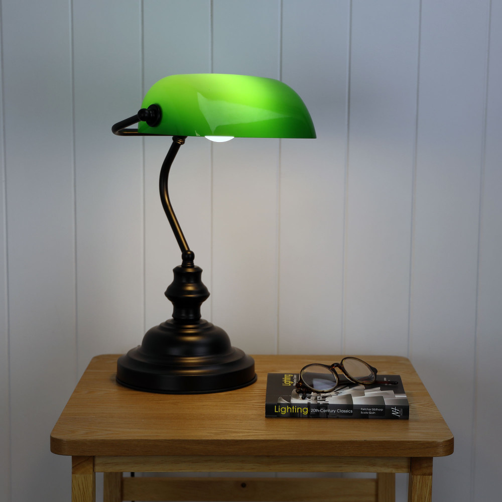 green retro table lamp