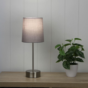 Grey and Brushed Chrome Touch Lamp - E14 42W 400mm