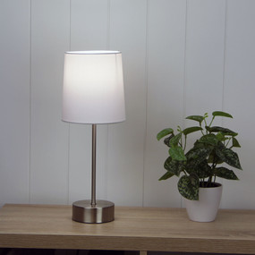 White and Brushed Chrome Touch Lamp - E14 42W 400mm