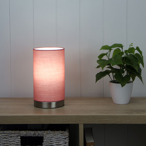 Blush and Brushed Chrome Touch Lamp E14 42W 220mm