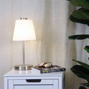 White and Brushed Chrome Touch Lamp 5W 3000K 330mm