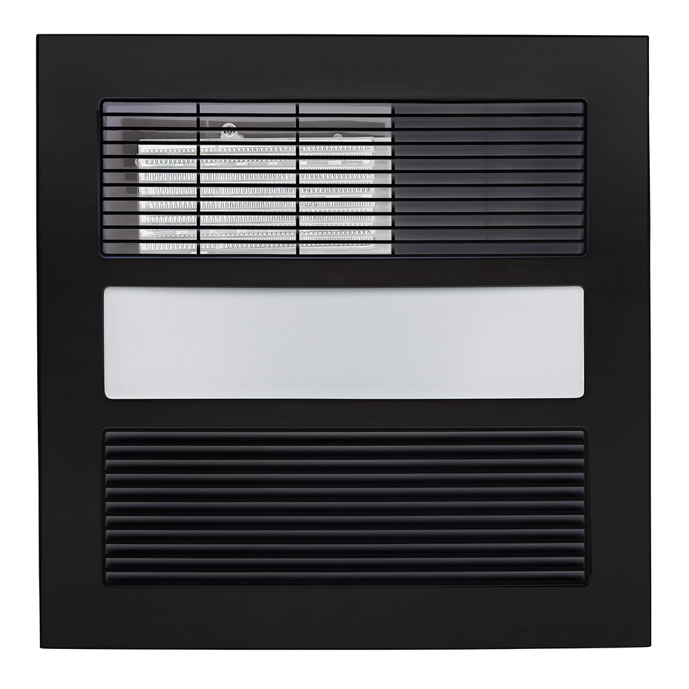 Matte Black 3-in-1 Bathroom Heater Fan Light 385mm | Lighting Style