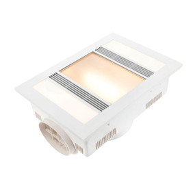 White 3-in-1 Bathroom Heater Fan Light - 500mm Matte