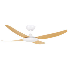 132cm 52inch Matte White and Oak Ceiling Fan With Remote 35W 6 Speed
