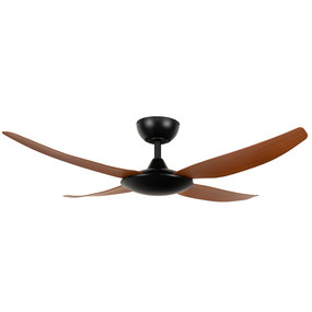Matte Black and Walnut Ceiling Fan With Remote 132cm 52inch 35W 6 Speed
