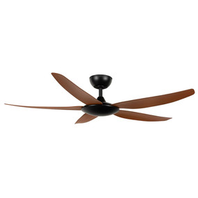 Matte Black and Walnut Ceiling Fan With Remote 142cm 56inch 35W 6 Speed